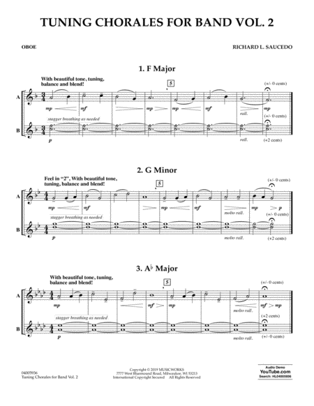 Free Sheet Music Tuning Chorales For Band Volume 2 Oboe