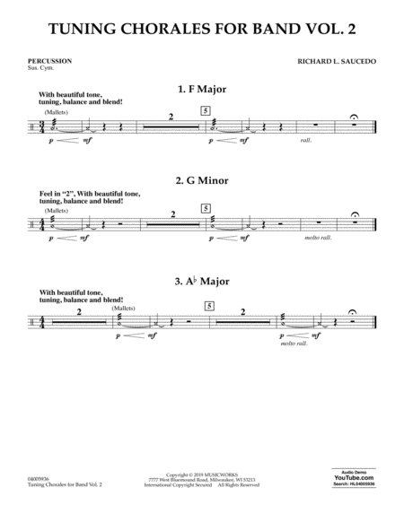 Free Sheet Music Tuning Chorales For Band Volume 2 Percussion