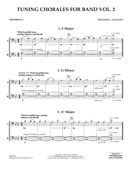 Free Sheet Music Tuning Chorales For Band Volume 2 Trombone 1