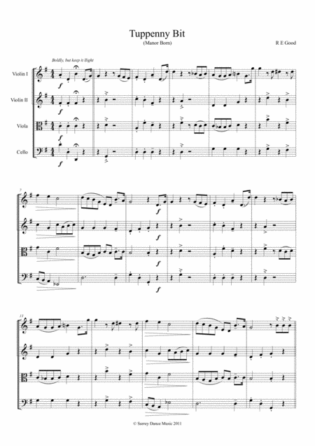 Tuppenny Bit Manor Born Sheet Music