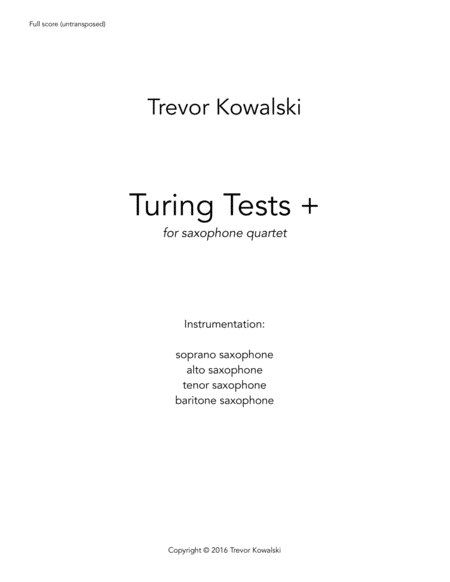 Free Sheet Music Turing Tests Saxophone Quartet