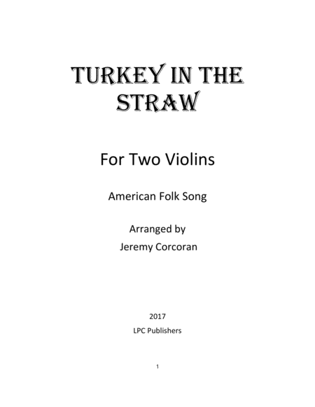 Turkey In The Straw For Two Violins Sheet Music