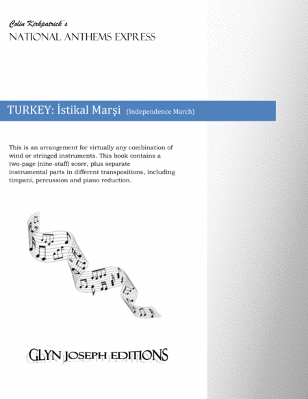 Turkey National Anthem Stikal Mar I Independence March Sheet Music