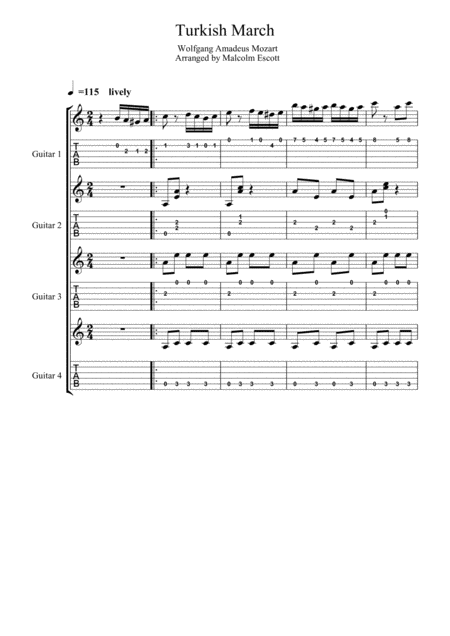 Turkish Dance Mozart Sheet Music