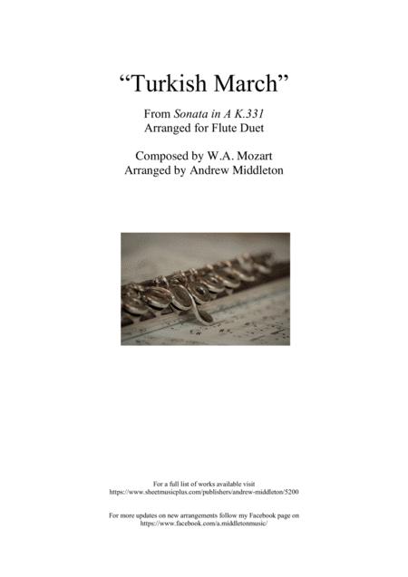 Free Sheet Music Turkish March Arranged For Flute Duet