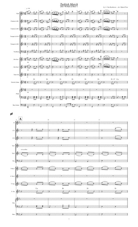 Turkish March Beethoven For Medium Jazz Small Marching Band Sheet Music