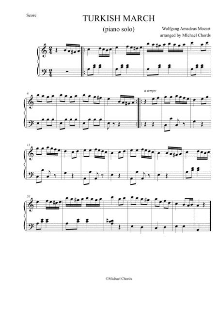 Free Sheet Music Turkish March Easy Piano