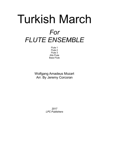 Turkish March For Flute Ensemble Sheet Music