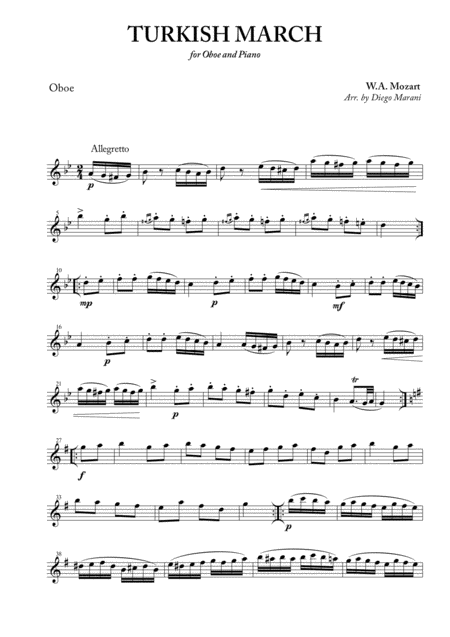 Turkish March For Oboe And Piano Sheet Music