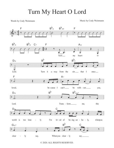 Free Sheet Music Turn My Heart O Lord Lead Sheet In F