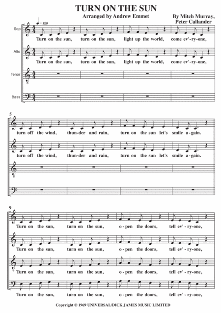 Turn On The Sun A Cappella Sheet Music