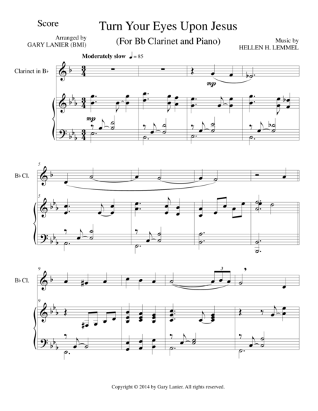 Turn Your Eyes Upon Jesus Bb Clarinet Piano And Clarinet Part Sheet Music