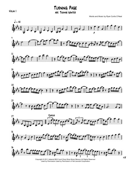 Turning Page From Twilight String Quartet Trio Duo Or Solo Violin Sheet Music