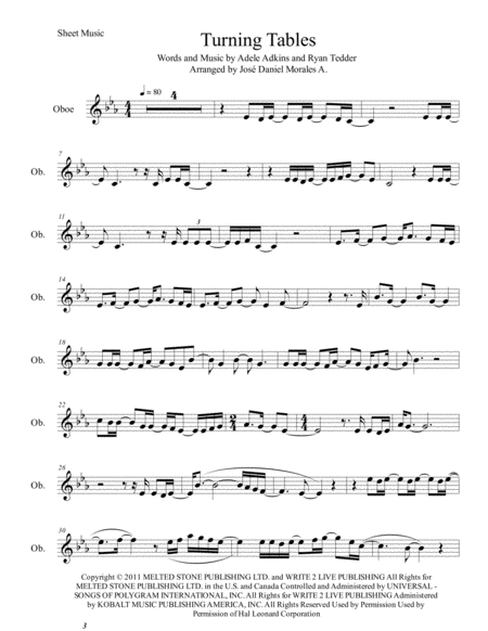 Turning Tables For Oboe Sheet Music