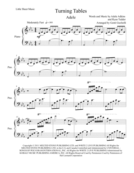 Turning Tables Piano Solo Sheet Music