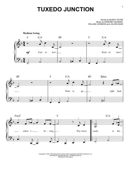 Free Sheet Music Tuxedo Junction