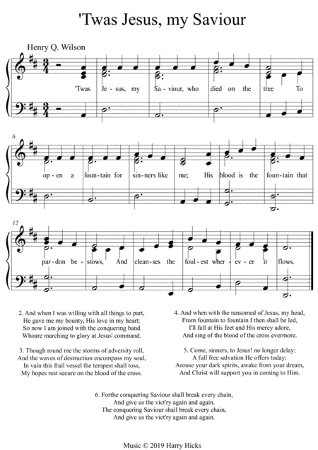 Free Sheet Music Twas Jesus My Saviour A New Tune To A Wonderful Old Hymn