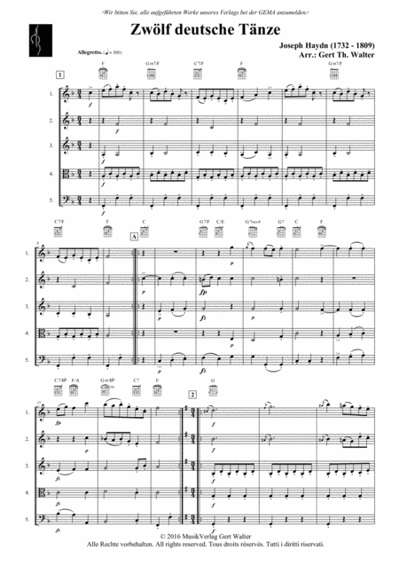 Free Sheet Music Twelve German Dances