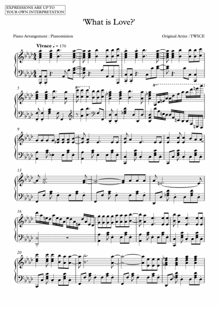 Twice What Is Love Piano Arrangement By Pianominion Sheet Music