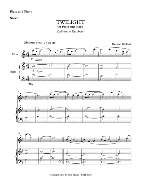 Free Sheet Music Twilight For Flute And Piano