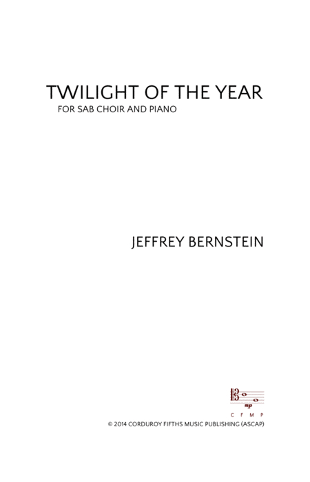 Twilight Of The Year Sheet Music