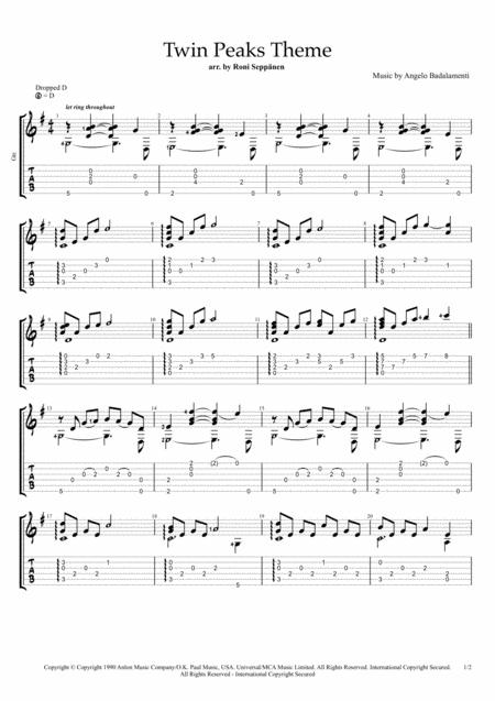 Twin Peaks Theme For Fingerstyle Guitar Sheet Music