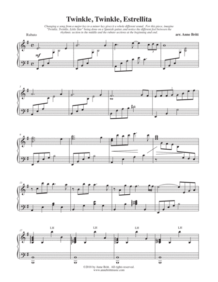 Free Sheet Music Twinkle Twinkle Estrellita