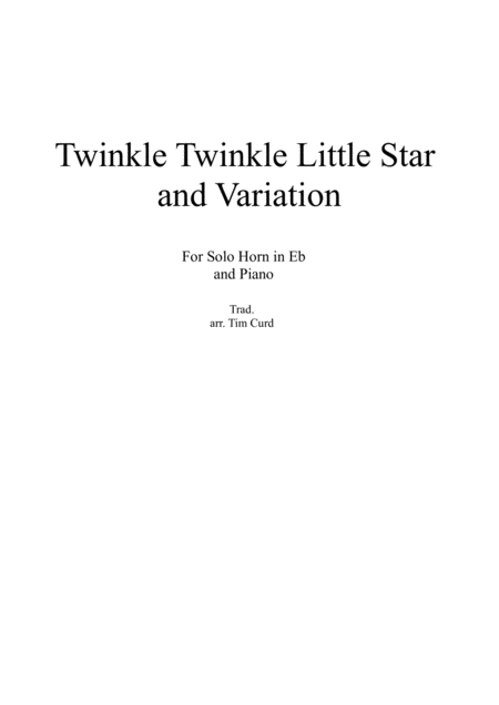 Twinkle Twinkle Little Star And Variation For Horn In Eb And Piano Sheet Music