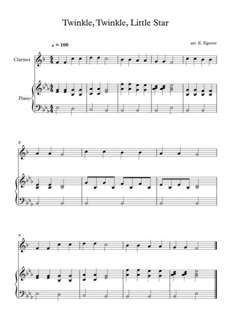 Free Sheet Music Twinkle Twinkle Little Star For Clarinet Piano