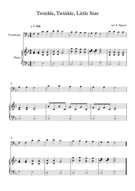 Free Sheet Music Twinkle Twinkle Little Star For Trombone Piano