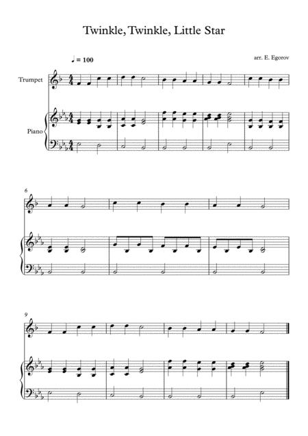 Free Sheet Music Twinkle Twinkle Little Star For Trumpet Piano