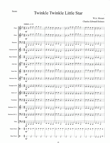 Twinkle Twinkle Little Star Score Sheet Music