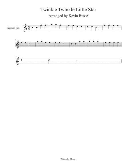 Twinkle Twinkle Little Star Soprano Sheet Music