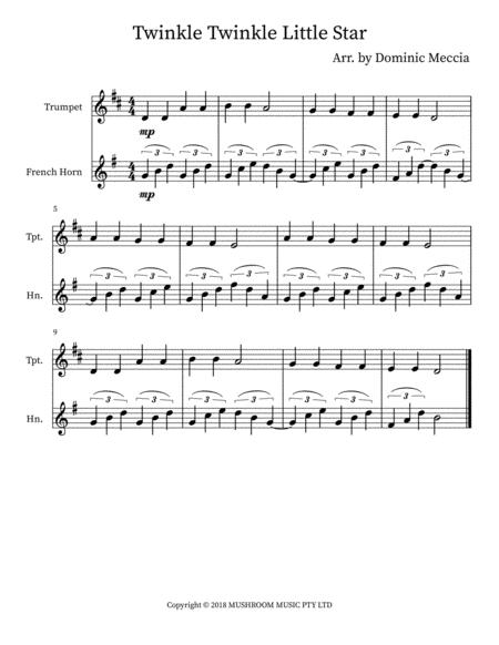 Twinkle Twinkle Little Star Trumpet And French Horn Duet Sheet Music