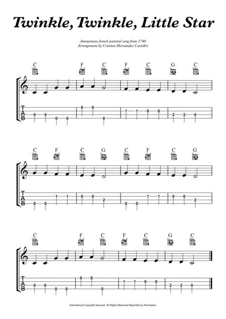 Free Sheet Music Twinkle Twinkle Little Star Ukulele