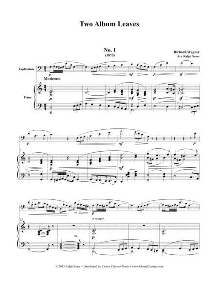 Free Sheet Music Two Album Leaves For Euphonium Piano