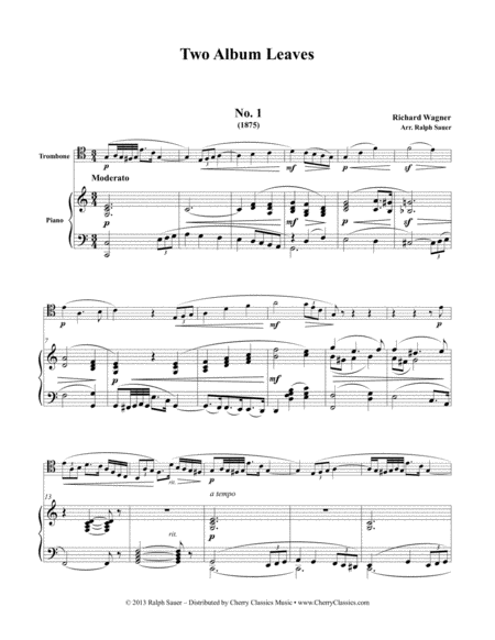 Two Album Leaves For Trombone Piano Sheet Music