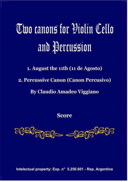 Free Sheet Music Two Canons For Violin Cello And Percussion