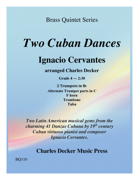 Free Sheet Music Two Cuban Dances For Brass Quintet
