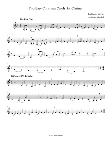 Free Sheet Music Two Easy Christmas Carols For Clarinet