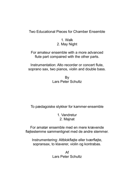 Two Educational Pieces For Chamber Ensemble Sheet Music