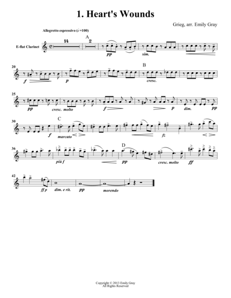 Two Elegiac Melodies For Clarinet Choir Set Of Parts Sheet Music