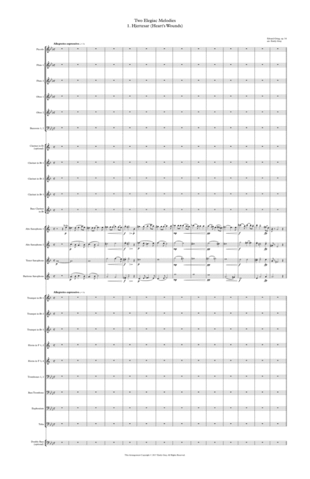 Two Elegiac Melodies For Wind Ensemble Score Sheet Music