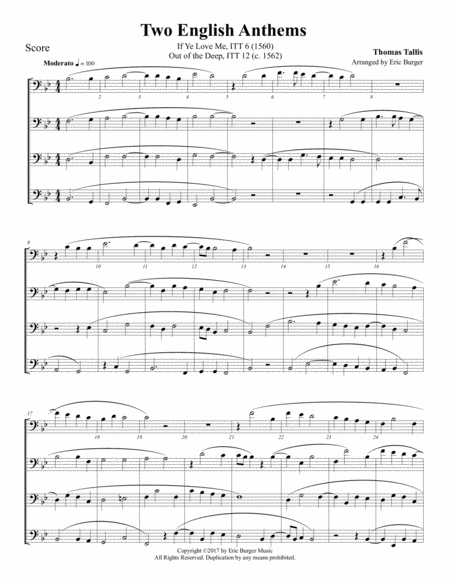 Free Sheet Music Two English Anthems For Trombone Or Low Brass Quartet