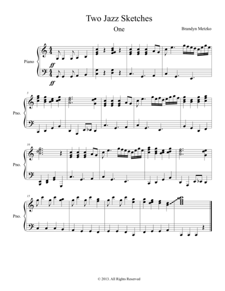 Two Jazz Sketches For Piano Sheet Music