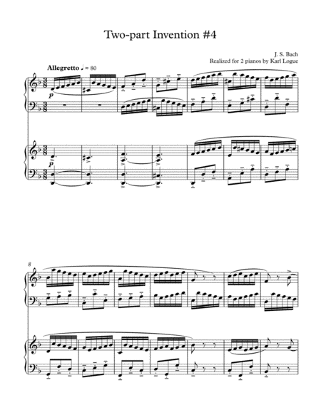 Free Sheet Music Two Part Invention 4