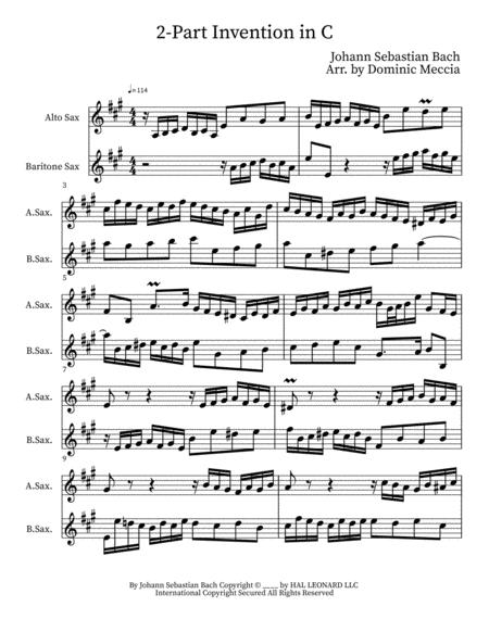 Free Sheet Music Two Part Invention In C Alto Sax And Bari Sax Duet