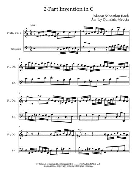 Free Sheet Music Two Part Invention In C Flute Oboe And Bassoon Duet
