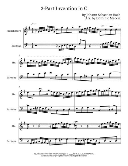 Two Part Invention In C French Horn And Baritone Duet Sheet Music