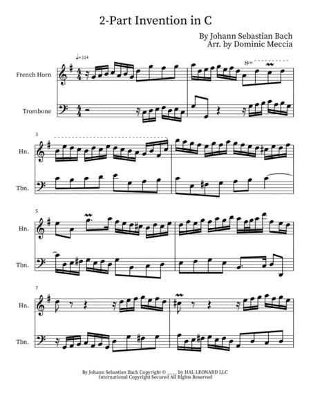 Two Part Invention In C French Horn And Trombone Duet Sheet Music